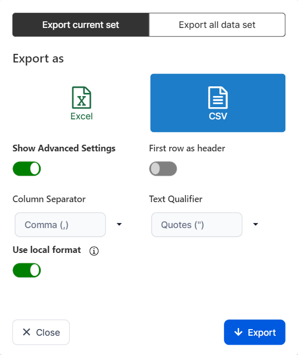 Data. View Setting Data Views