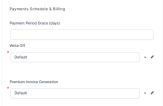 Payments Schedule & Billing Configurations 
